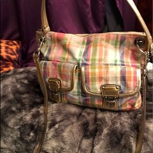 Coach Poppy Signature Madras Plaid Hippie Crossbody Bag